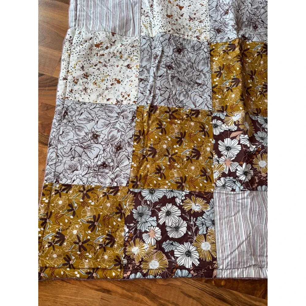 Handmade Patchwork Baby Blanket OS Multicolor Excellent Floral Minky Quilt
